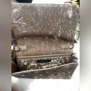 Clutch purse. Missing detachable strap. Sage green crushed velvet